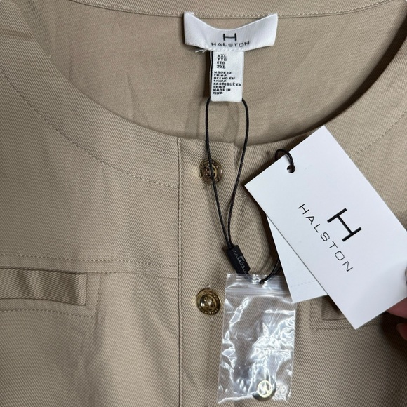Halston Belted Button Front Khaki Jumpsuit XXL NWT - Picture 4 of 10